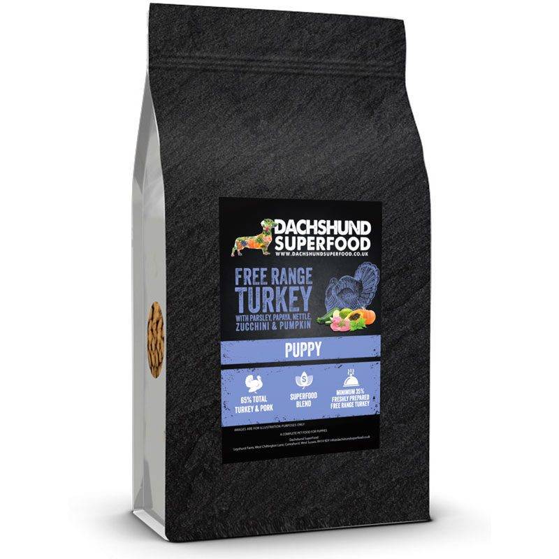 Dachshund Superfood Free Range Turkey Puppy Kibble New Label