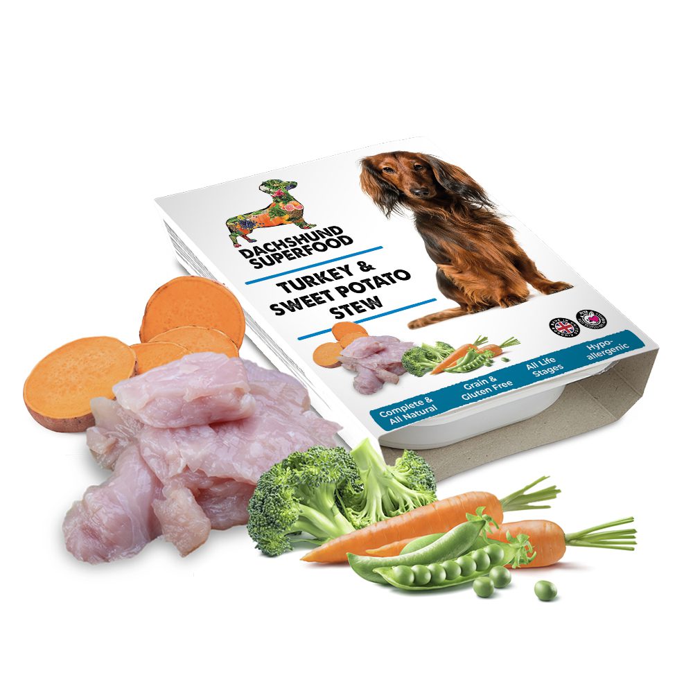 Dachshund Superfood Turkey & Sweet Potato Stew Wet Tray Dog Food - Image 2
