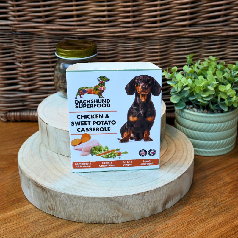 Dachshund Superfood Wet Dog Food Chicken & Sweet Potato Casserole Wet Tray Dog Food