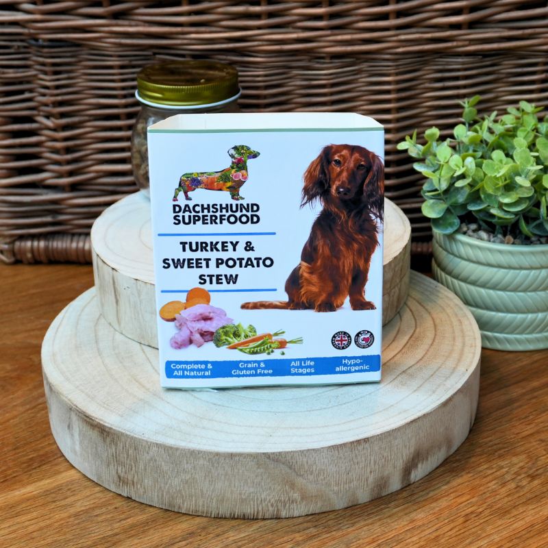 Dachshund Superfood Turkey & Sweet Potato Stew Wet Tray Dog Food